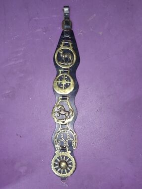 Leather & Brass Horse Medallions